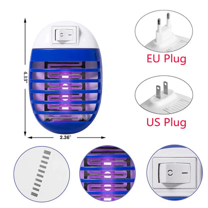 2PCS LED Mosquito Killer Lamp - US/EU Plug Electric Bug Insect Trap Night Light for Home & Indoor Use