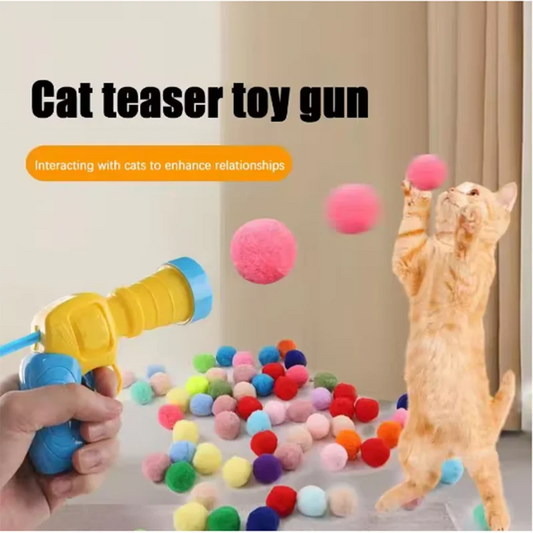 Interactive Cat Toy Launcher - Plush Bounce Balls for Fun Indoor Pet Play