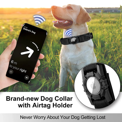 AirTag Tactical Dog Collar with Handle: Military-Grade Collar for Large and Medium Dogs - Features Metal Buckle for Extra Security