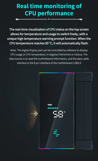 DeepCool AK500S CPU Cooler – Digital Display, 5 Heat Pipes, 240W TDP, 120mm FDB Silent Air Cooler Heatsink