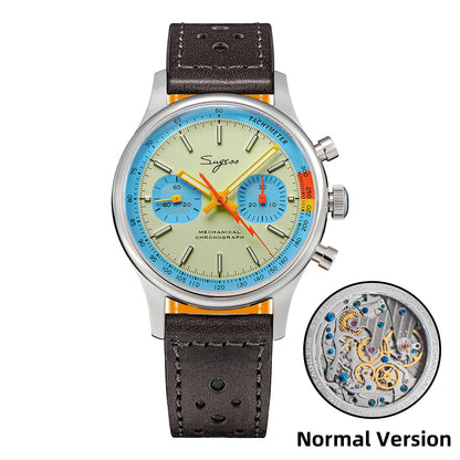 Sugess Men's Chronograph Mechanical Watch – Seagull ST19 Swan Neck Movement with Sapphire Crystal Racing V2