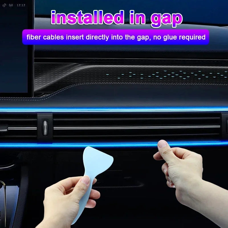 RGB Car Interior LED Light Strip – 2/3/4/5M USB Fiber Optic Atmosphere Lamp, APP Control for Customizable Lighting
