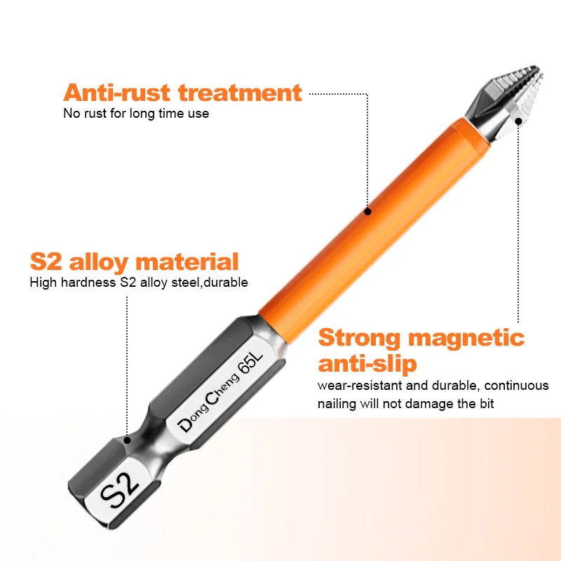 Magnetic Anti-Slip Screwdriver Bit Set - S2 Alloy Steel Impact Resistant Hex Shank Bits for Power Tools
