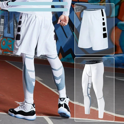 Men's Running Tracksuit Set - Compression Fitness Sportswear With Leggings, Gym Tights & Training Sweatpants