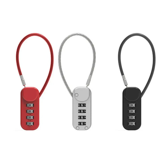 Portable 4-Digit Combination Lock – Zinc Alloy Anti-Theft Wire Rope Padlock for Luggage & Backpack Zippers