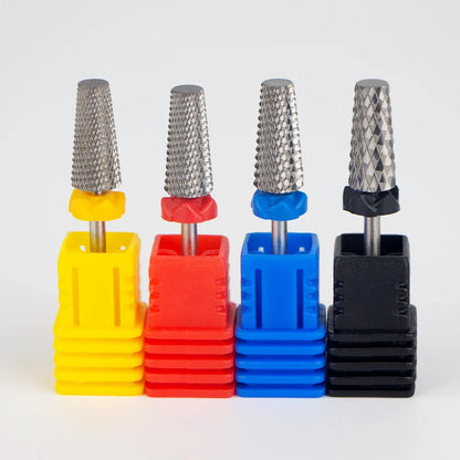 5-in-1 Nail Drill Bits - Tungsten Steel Cross Teeth Manicure File, Acrylic & Hard Gel Nail Polish Remover Drill Bit