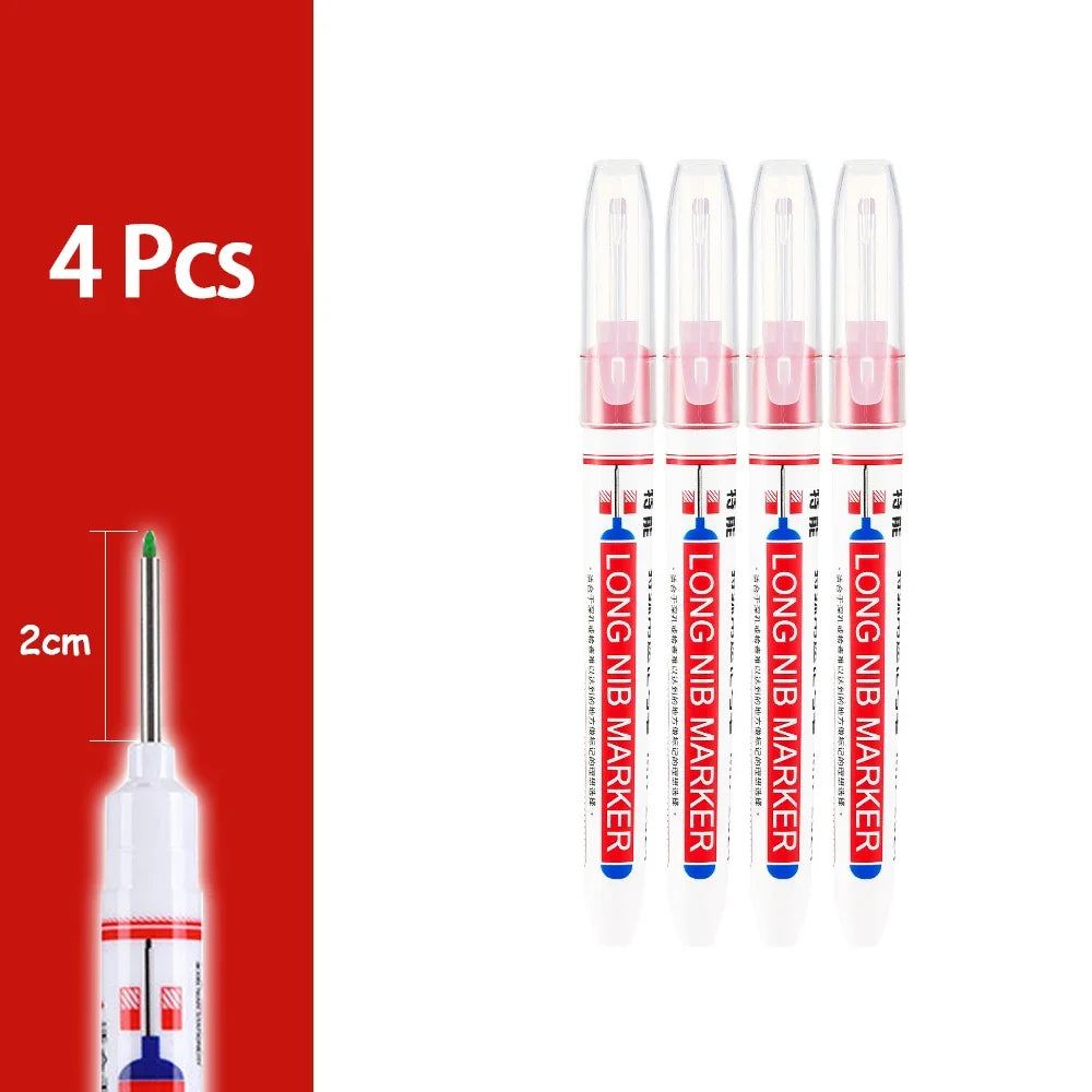 2cm Waterproof Deep Hole Marker Pen - Long Head Carpenter Markers for Metal Woodworking Tools 4-80pcs