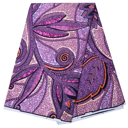 Shine African Ankara Wax Fabric - 6 Yards 100% Cotton Hot Stamping Print for Party Dresses, Sewing & Crafts