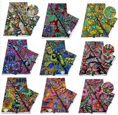 African Golden Glitter Wax Fabric - 6 Yards Ankara Batik Pagne Material for Sewing & Fashion Designs