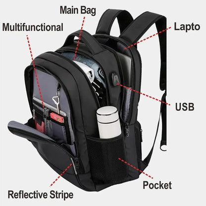 SWISS Men's Laptop Backpack – Waterproof, Anti-Theft USB Bag, Large Capacity Travel & School Mochila