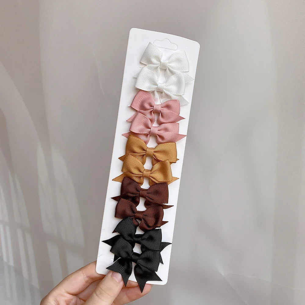 10pcs Kids Bow Hair Clips - Handmade Ribbon Bowknot Barrettes for Baby Girls Hair Accessories