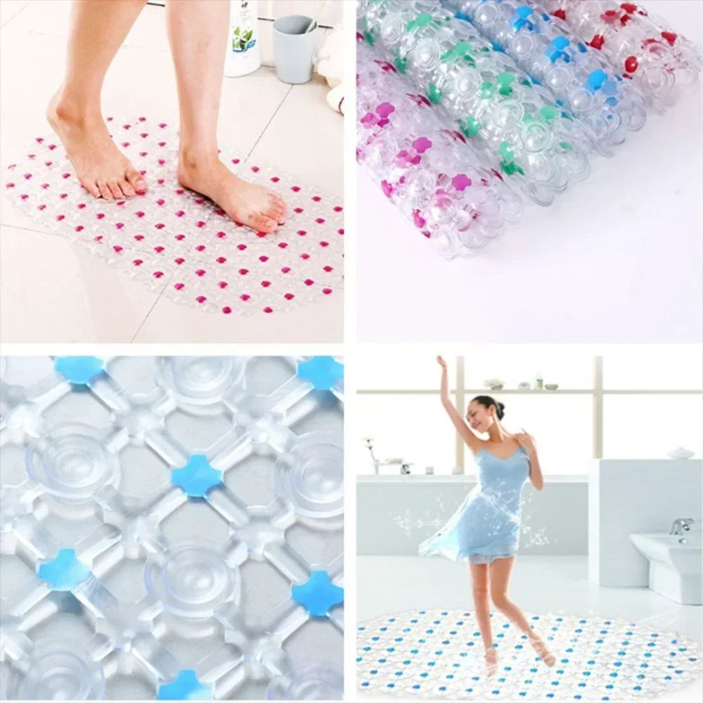PVC Anti-Skid Bath Mat – Soft Non-Slip Shower & Bathtub Mat with Massage Nubs and Suction Cups