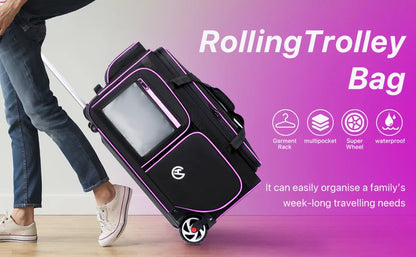 Large-Capacity Business Trolley Travel Bag — Carry-On Luggage with Laptop Compartment, Clothes Drying Rack & Multi-Functional Travel Case