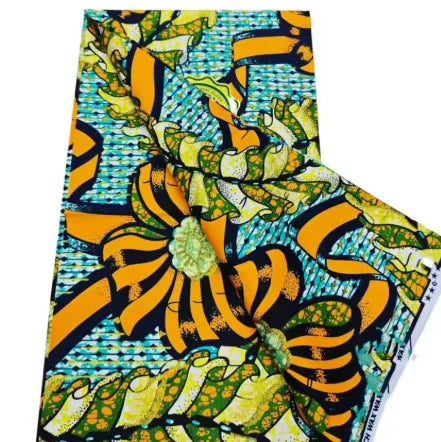 African Glitter Wax Print Fabric - 6 Yards Pink Gold Ankara Cotton Batik Material for Uniforms