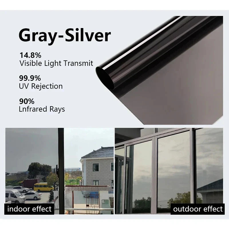 40-90CM Window Privacy Tint Film – Anti-Glare One-Way Mirror UV Vinyl Screen for Home