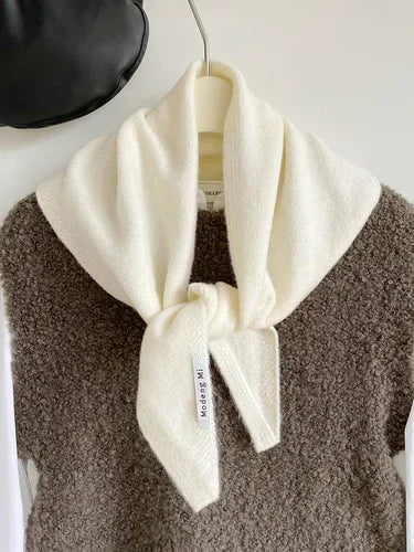 British Korean Style Wool Knitted Triangular Scarf – Multi-Functional Headscarf, Warm Knit Scarf for Women