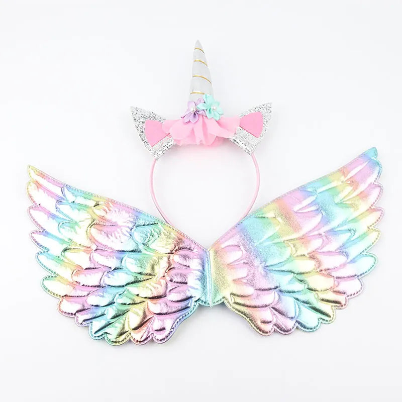 Magical Unicorn Headband with Rainbow Wings and Cat Ears - Perfect for Unicorn Birthday Parties, Dress-Up, and Cosplay!