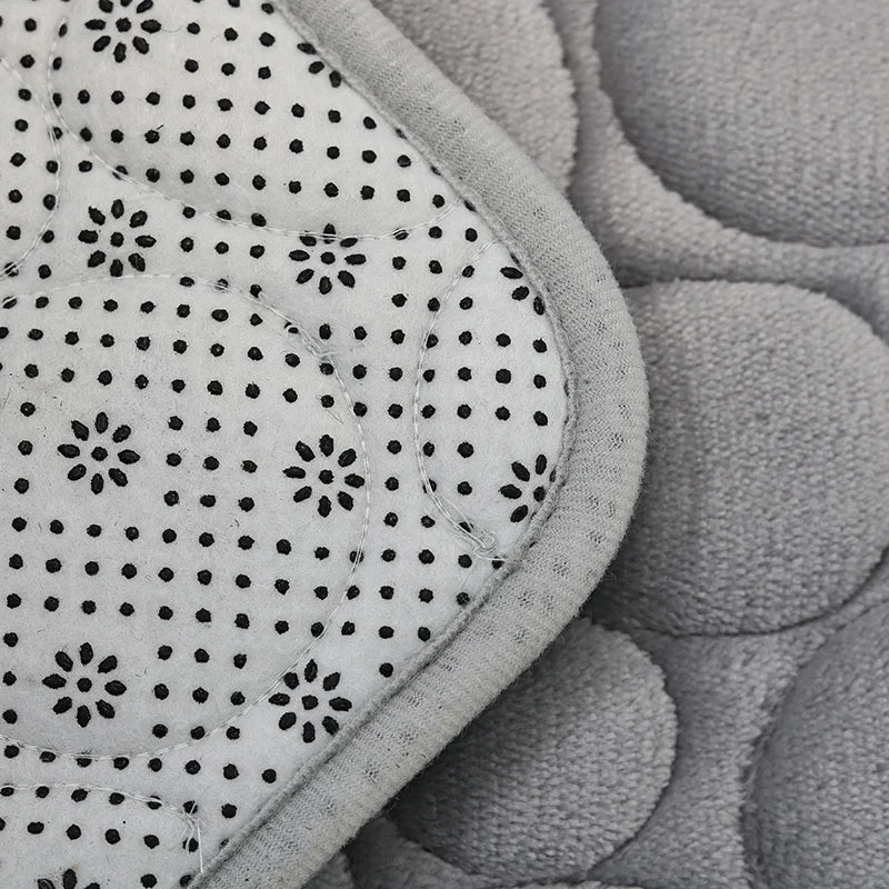 Solid Color Bathroom Floor Mat Set – Water-Absorbing, Non-Slip Stone Pattern, Comfortable & Soft 3-Piece Set