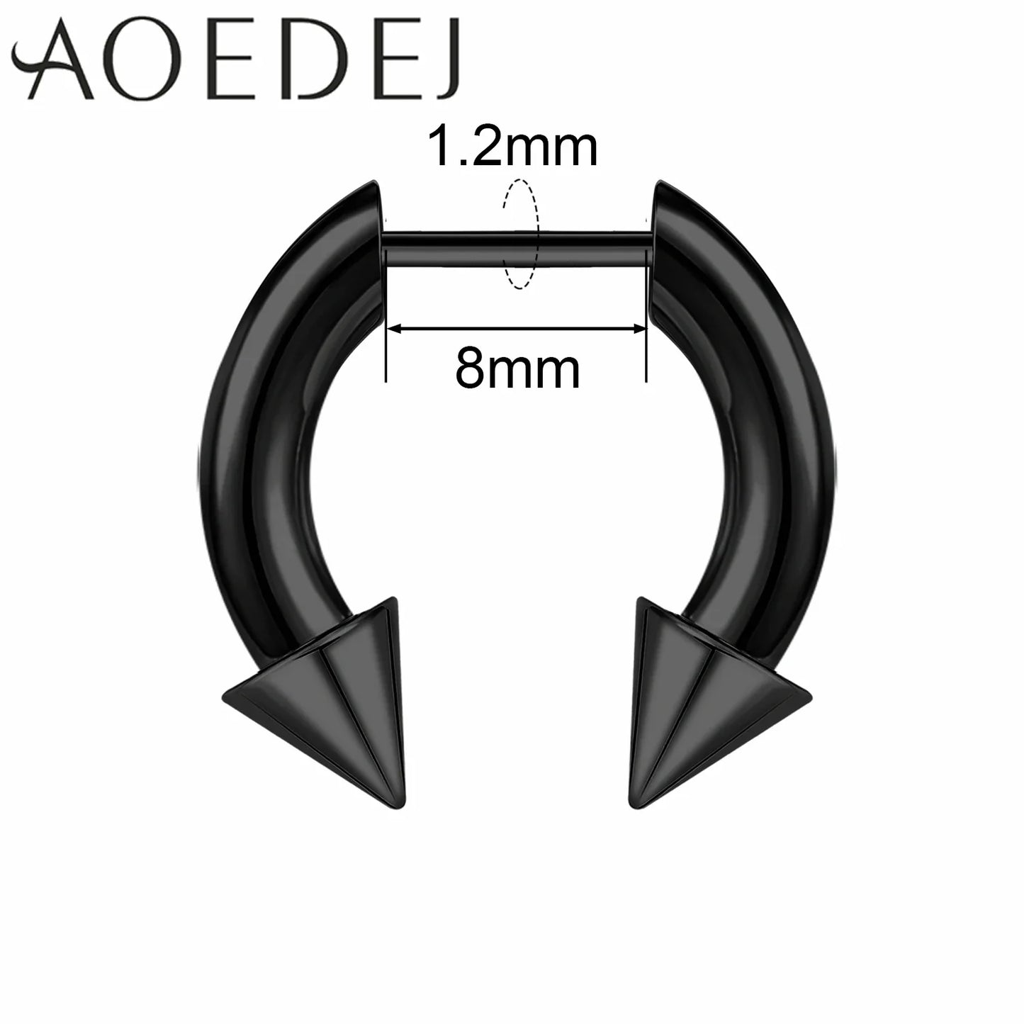 AOEDEJ 16G Stainless Steel Plug-In Style Nose Ring – Spike Ox Horn Septum Ring for Men & Women Large Gauge Body Piercing (8–10mm) Single Piece