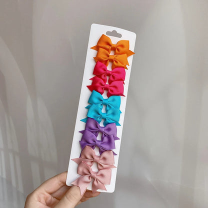 10pcs Kids Bow Hair Clips - Handmade Ribbon Bowknot Barrettes for Baby Girls Hair Accessories