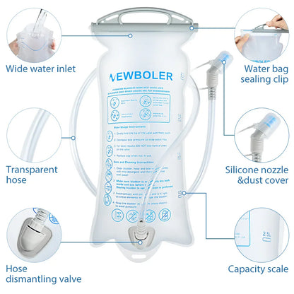 NEWBOLER Outdoor Sport Water Bladder — 1.5L/2L/3L TPU Soft Flask for Camping, Running & Biking