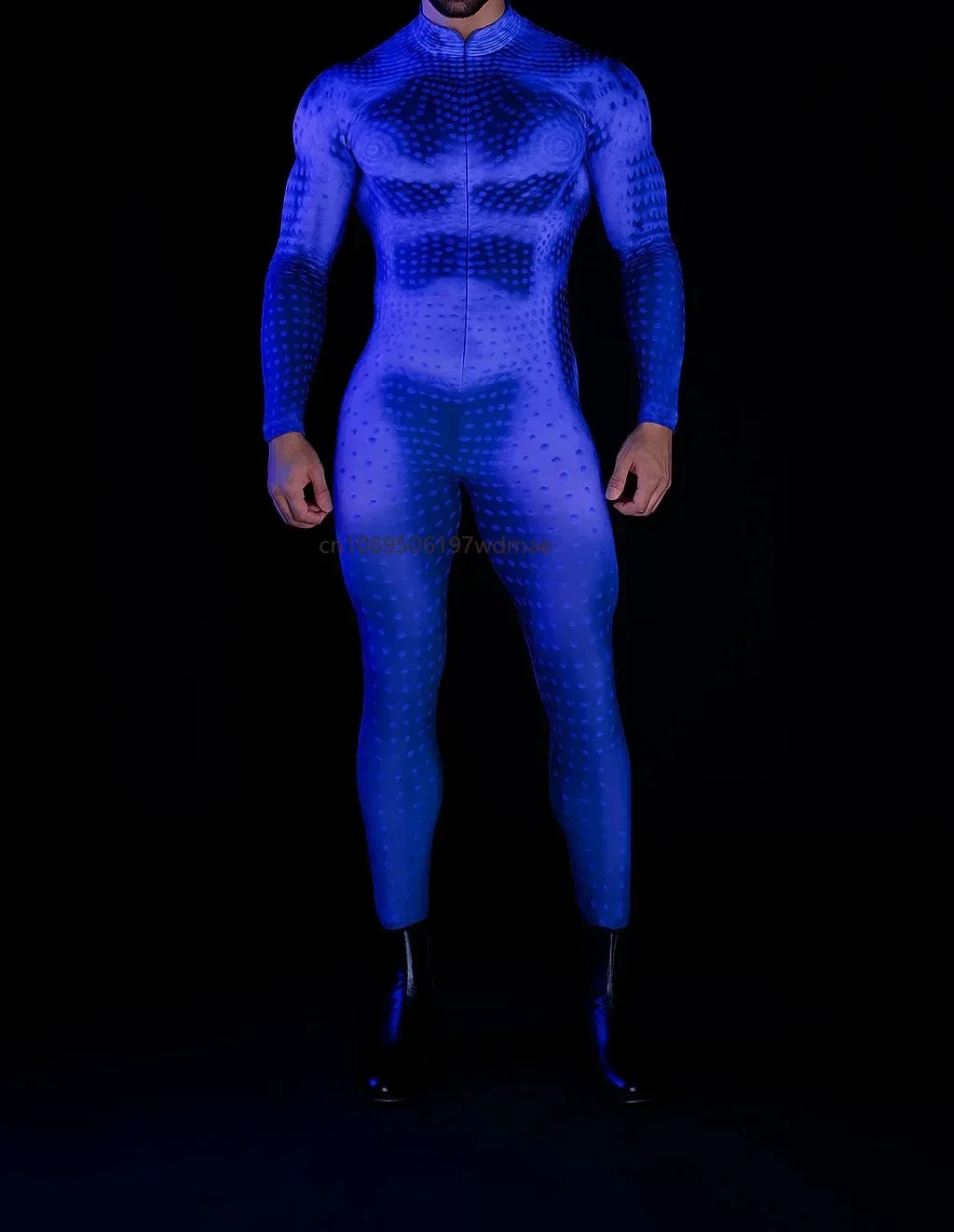 Men's Cyberpunk Muscle Bodysuit - Sci-Fi Printed Cosplay Zentai Costume for Carnival, Stage & Performance Events