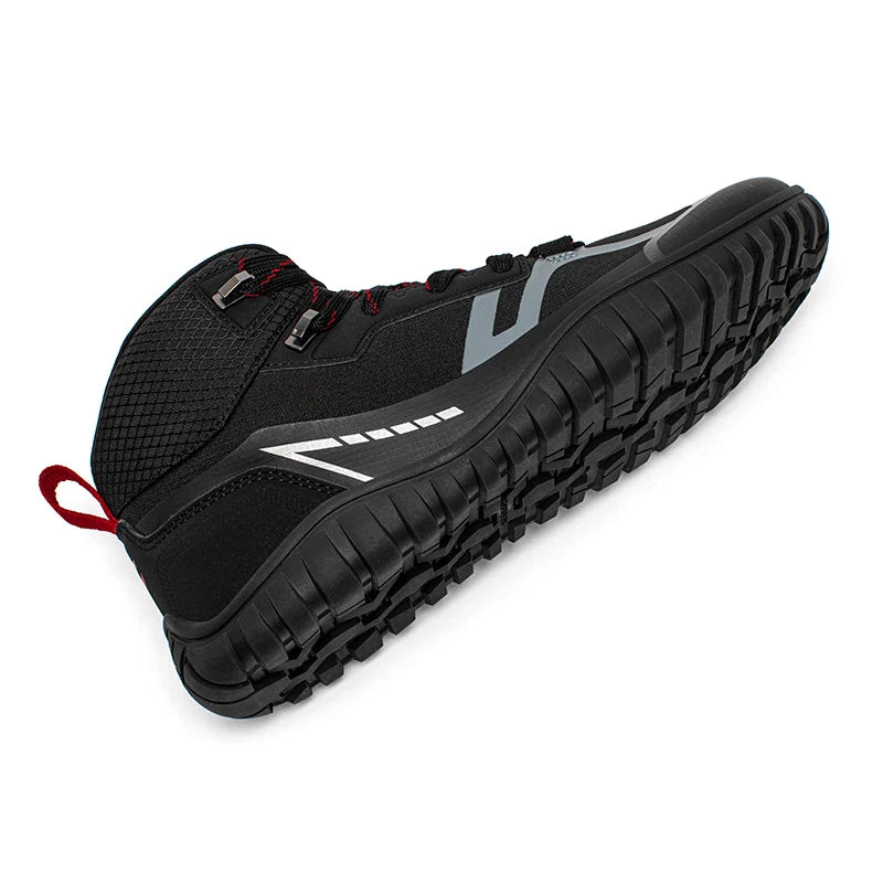 HOBIBEAR Mid-Top Barefoot Hiking Shoes – Unisex Wide Toe Lace-Up Non-Slip Trail Running Boots