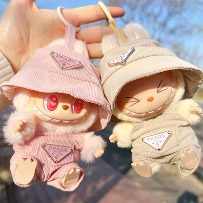 Corduroy Clothing Set for 17cm Labubu Doll – Outfit, Hat & Shoes DIY Accessories Gift