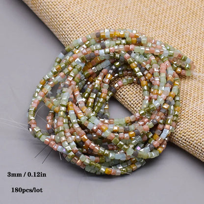 Pink Czech Glass Crystal Beads - 3mm 4mm 5mm Cube Square Candy Seed Beads for DIY Jewelry Making Charms