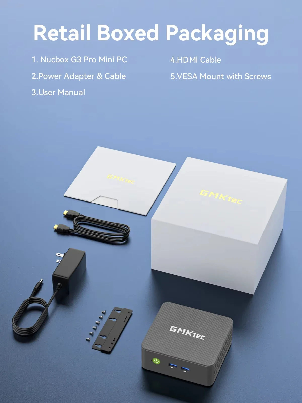 GMKtec G3 Pro Mini PC - Intel Core i3-10110U Windows 11 Pro Desktop Computer with WiFi 6 & Dual M.2 SSD