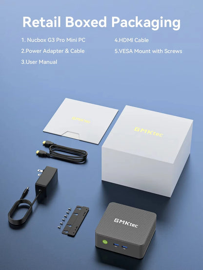 GMKtec G3 Pro Mini PC - Intel Core i3-10110U Windows 11 Pro Desktop Computer with WiFi 6 & Dual M.2 SSD