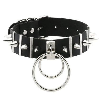 Harajuku Gothic Spike Rivet Star Choker Necklace – Black Bowknot PU Lace Leather Y2K Hip Hop Rock Jewelry for Girls