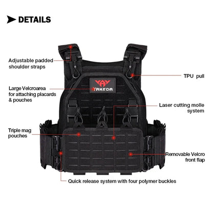 YAKEDA ATFG MOX CAMO Tactical Plate Carrier – Lightweight, Quick Release, 1000D Nylon MOLLE Vest for Combat & Hunting