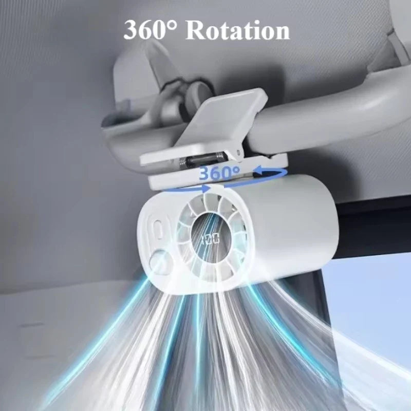 3-in-1 Clip-On Fan - 360° Rotatable USB Rechargeable Car, Outdoor & Desktop Cooling Fan