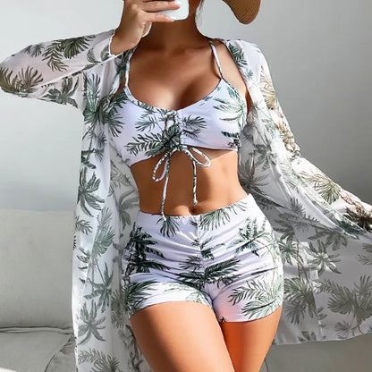 Women’s 3-Piece Push Up Bikini Set - Summer Print Sexy Swimsuit & Beachwear Bathing Suit