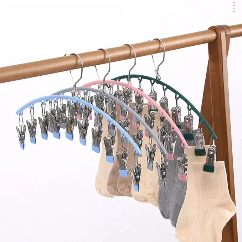 10-Pack Stainless Steel Sock Clips – Windproof Non-Slip Clothes Rack for Drying Socks, Underwear, Towels, and Laundry