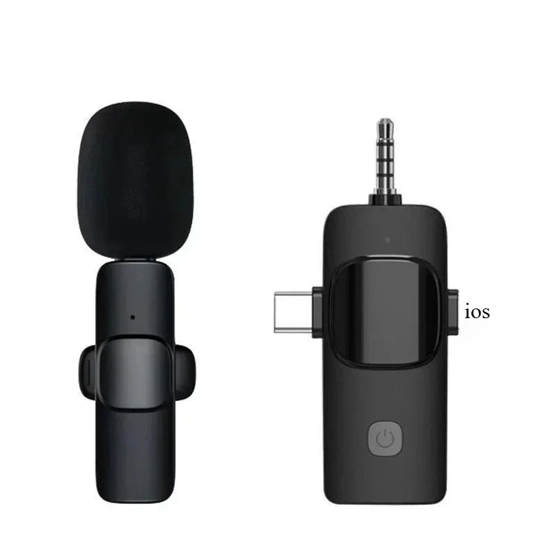 Basix Mini Wireless Lavalier Microphone - Noise Cancelling Portable Mic for iPhone Android Camera Live Interviews