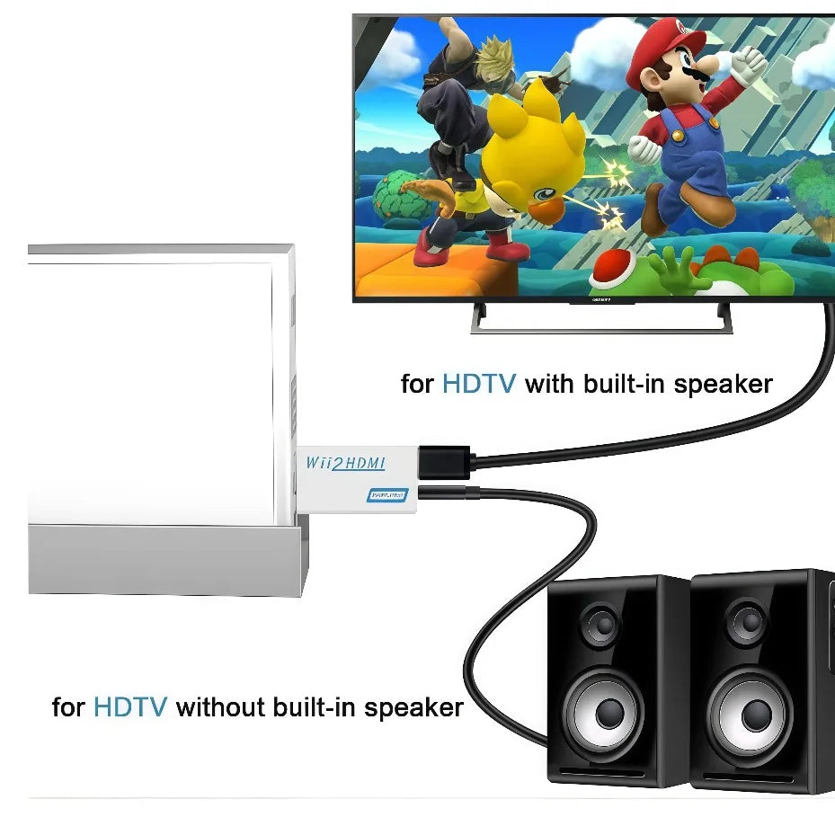 Wii HDMI Converter Adapter - 1080P Upscaling Video Converter with Audio Jack for Nintendo Wii Console