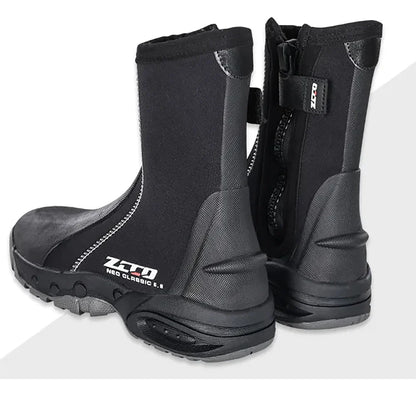 5mm Neoprene Dive Boots with Side Zipper — Unisex Snorkeling & Scuba Diving Shoes for Water Sports