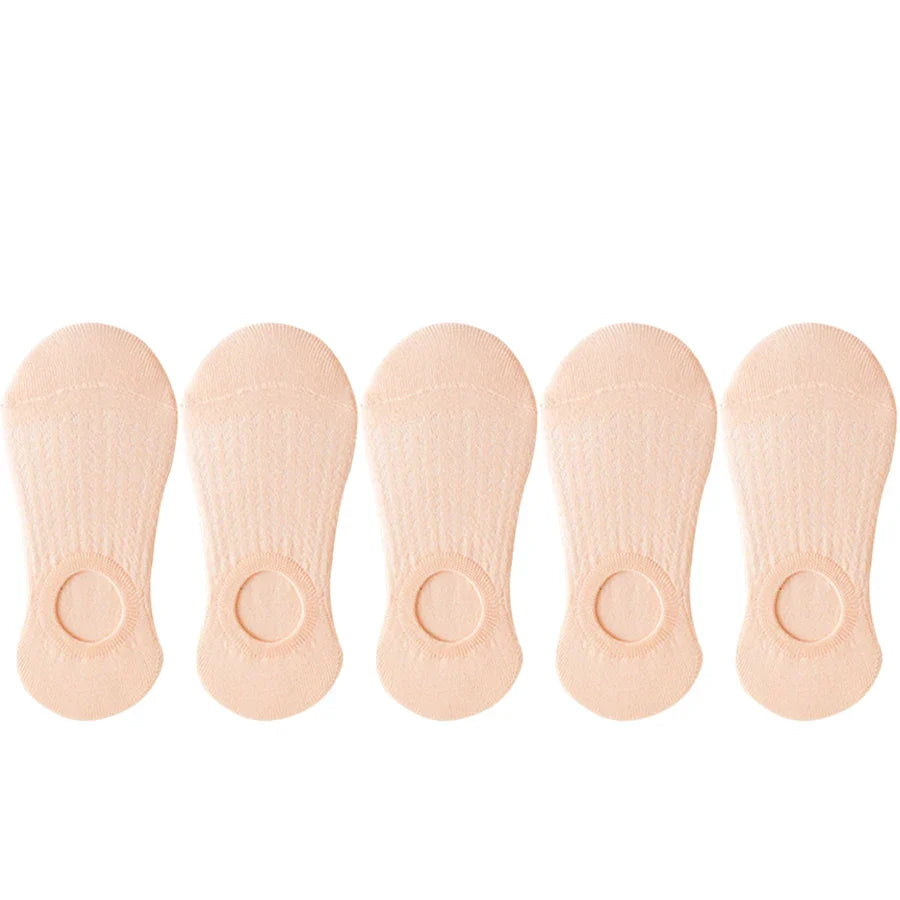 5 Pairs Women’s No-Show Socks – Summer Invisible Short Lace Boat Socks, Breathable Non-Slip Silicone Fashion Socks