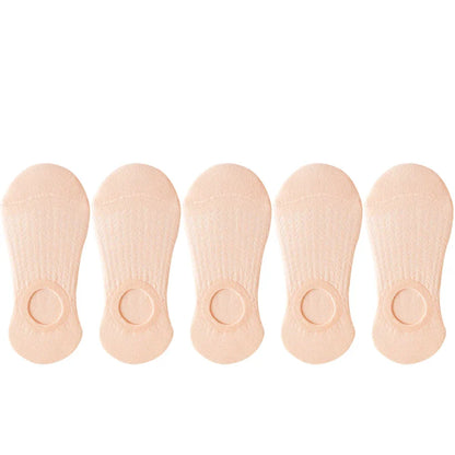 5 Pairs Women’s No-Show Socks – Summer Invisible Short Lace Boat Socks, Breathable Non-Slip Silicone Fashion Socks