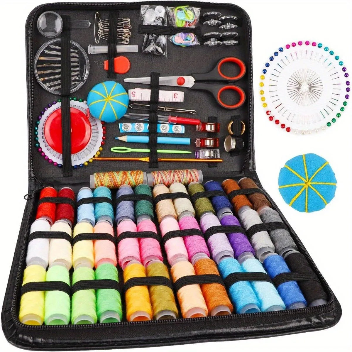 Complete Sewing Kit Set - Professional Threads, Needles, Scissors & Tape Measure for DIY Crafts and Home Repairs