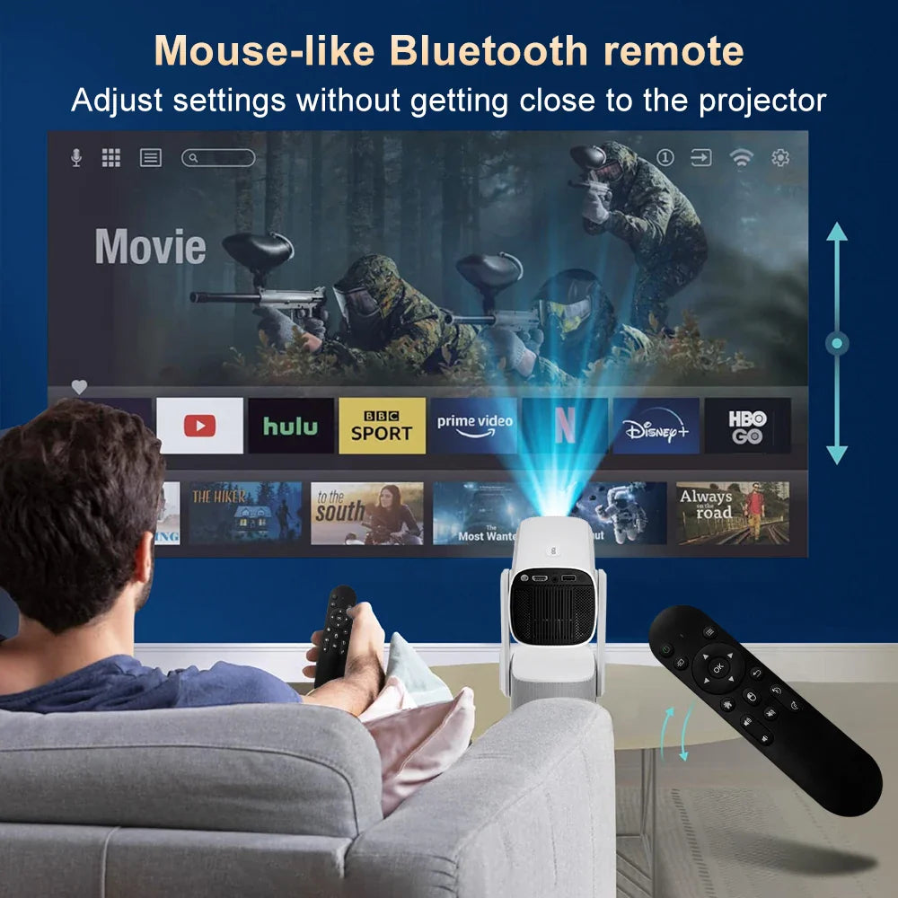 Salange K2 4K Smart Projector – Android 11, Built-in Battery, Bluetooth Speaker, WiFi, Auto Focus & Keystone for Outdoor Movies