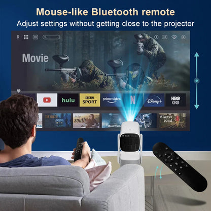 Salange K2 4K Smart Projector – Android 11, Built-in Battery, Bluetooth Speaker, WiFi, Auto Focus & Keystone for Outdoor Movies