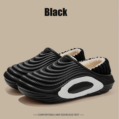 Unisex Plush Winter Slippers - Warm Thick Cotton Waterproof Non-Slip Indoor Outdoor Shoes