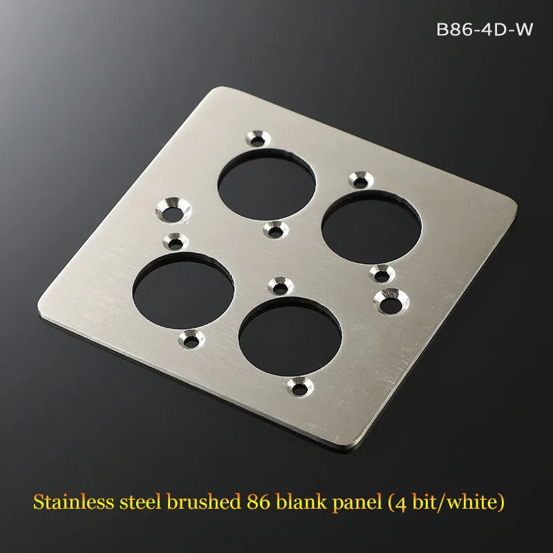 86 Panel Power Box Module - D Type 1/2/3/4 Hole Brushed Matte Blank Plate for XLR HDMI USB BNC VGA RJ45 Connections