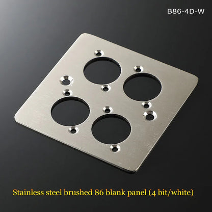 86 Panel Power Box Module - D Type 1/2/3/4 Hole Brushed Matte Blank Plate for XLR HDMI USB BNC VGA RJ45 Connections