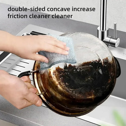 20/5PCS Thickened Steel Wire Cleaning Cloth – Non-Scratch Double-Layer Microfiber Mesh Dishrag & Kitchen Towels for Pots