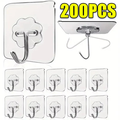 Transparent Heavy Duty Self-Adhesive Wall Hooks – Multi-Purpose Key & Towel Holder for Kitchen and Bathroom