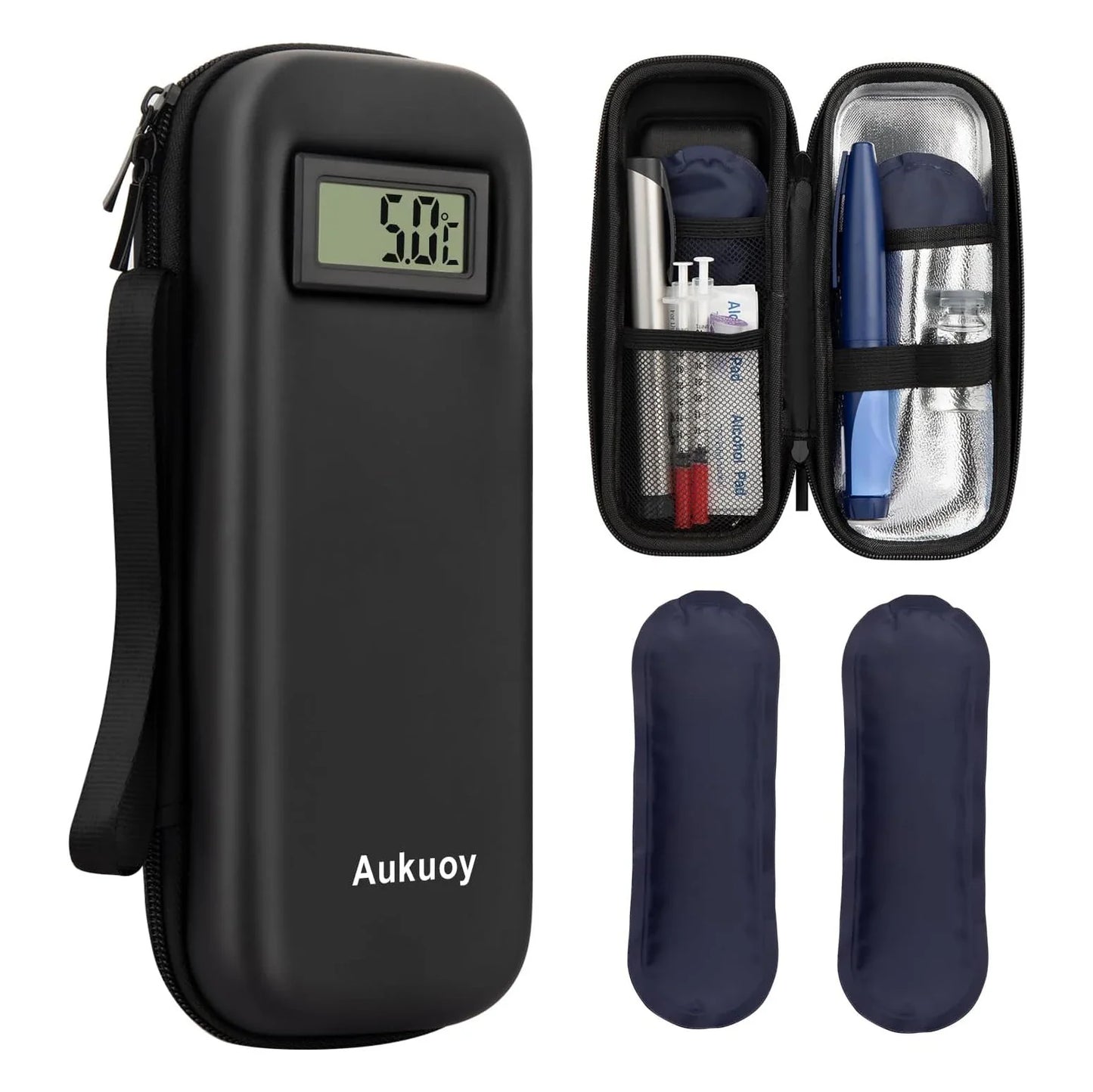 Insulin Cooler Travel Case with Thermometer – Refrigerated Medicine Organizer Bag for Diabetic Medication